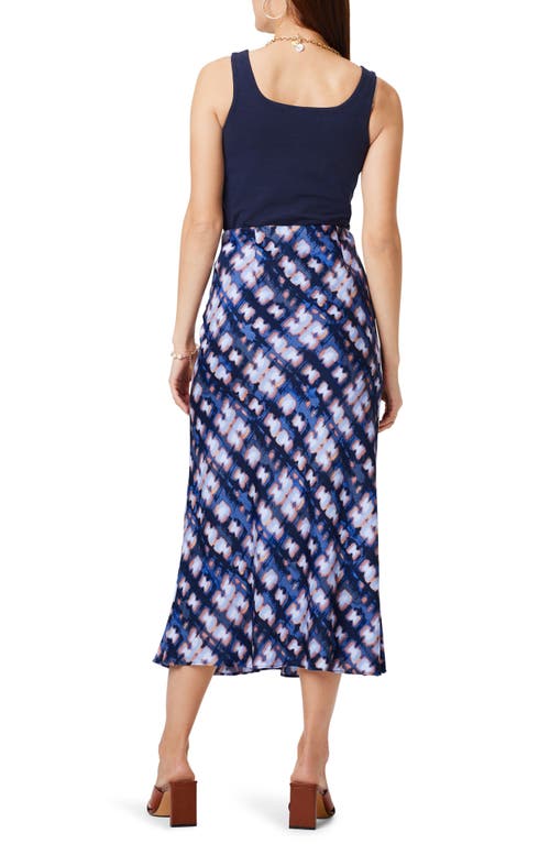 Nic + Zoe Shibori Glow Midi Skirt In Indigo Multi