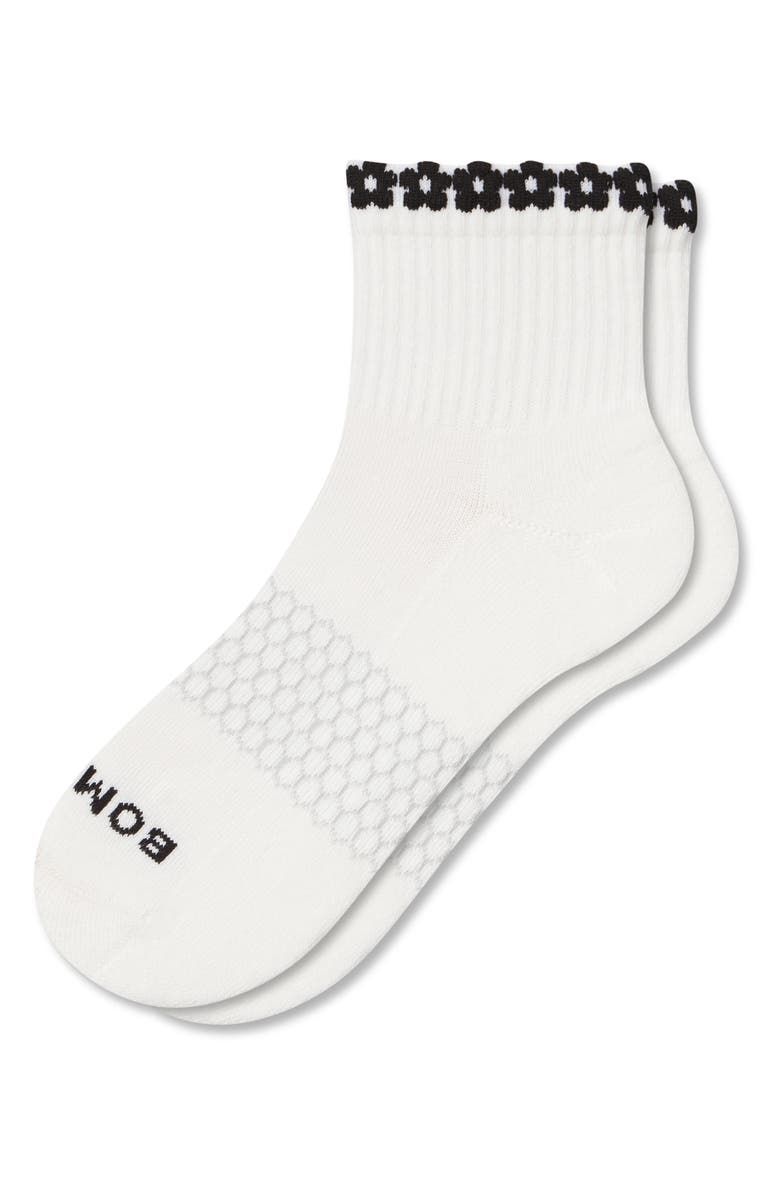 Bombas 3D Flower Jacquard Quarter Socks, Alternate, color, Black Chain