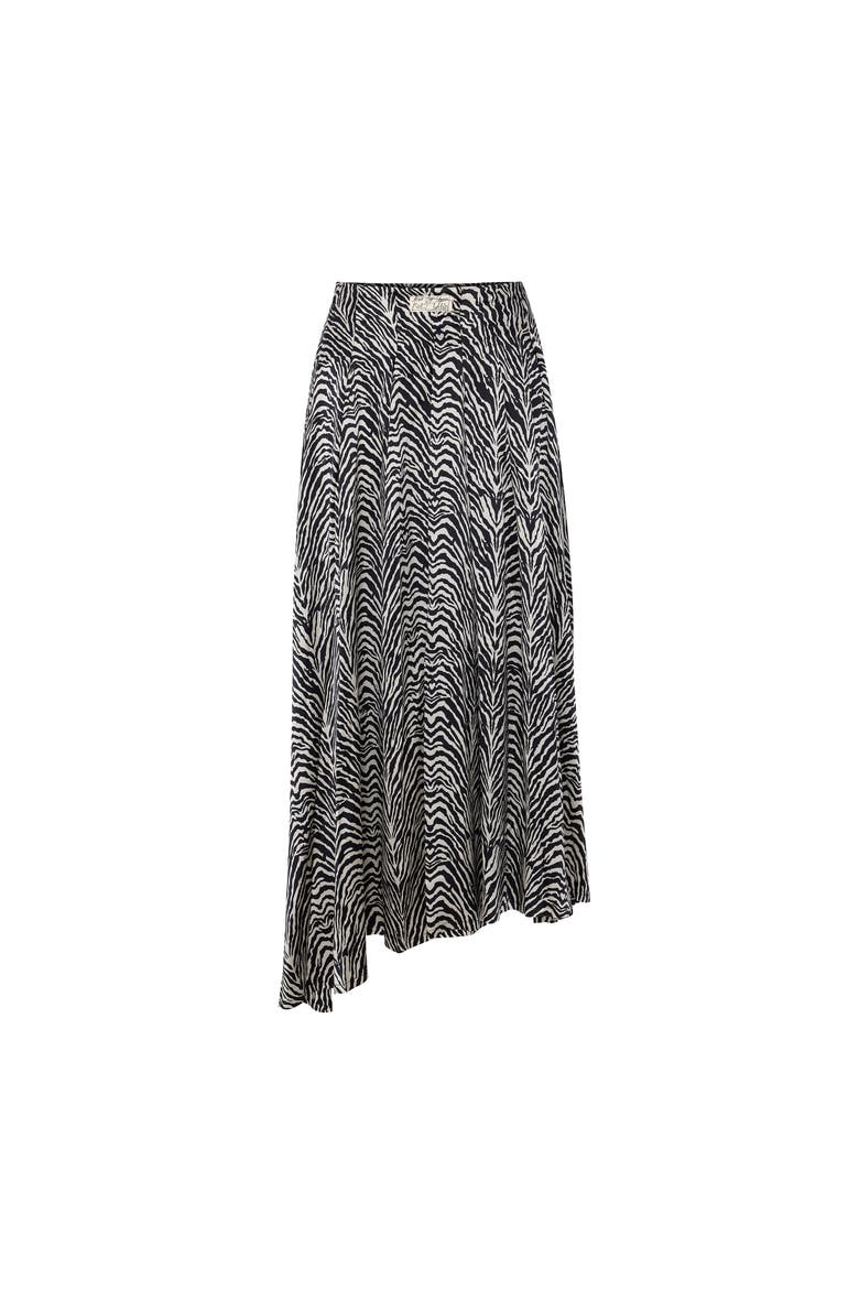 Pure Silk Zebra Long Skirt, Main, color, black