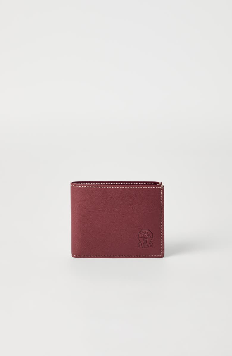 Brunello Cucinelli Calfskin wallet, Alternate, color, Burgundy