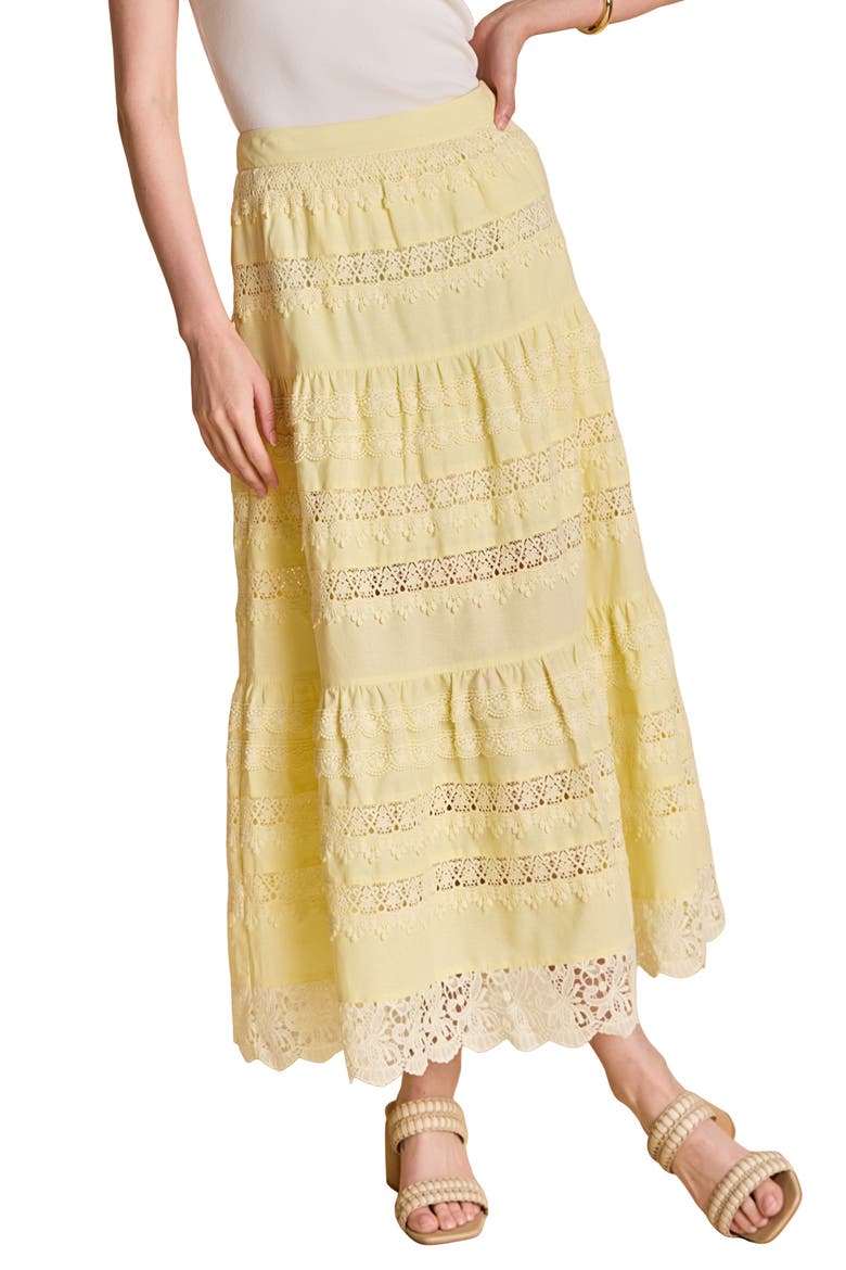 Tiered Midi Skirt, Alternate, color, BUTTER