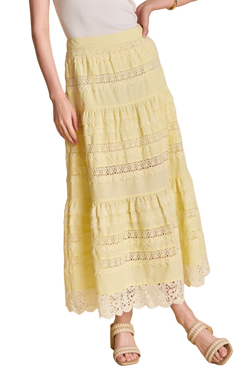 Endless Rose Tiered Midi Skirt, Alternate, color, Butter
