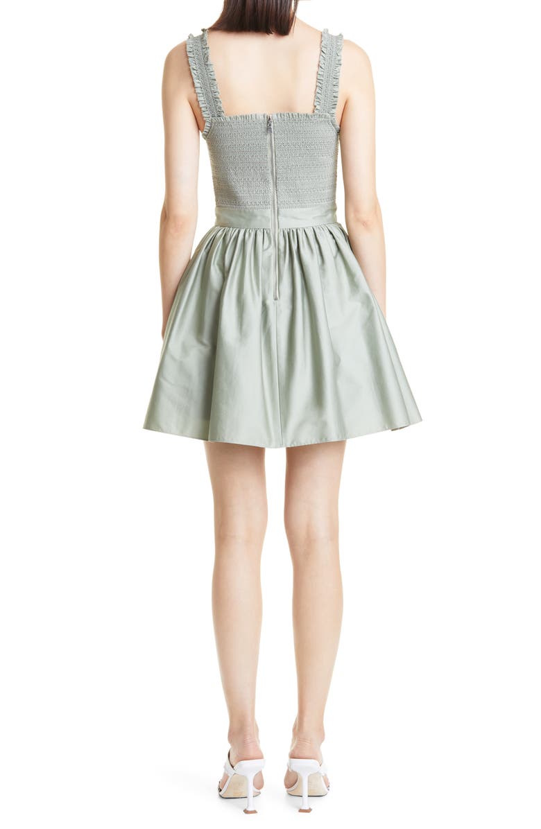 Alice + Olivia Barrett Smock Bodice Stretch Cotton Party Dress, Alternate, color,