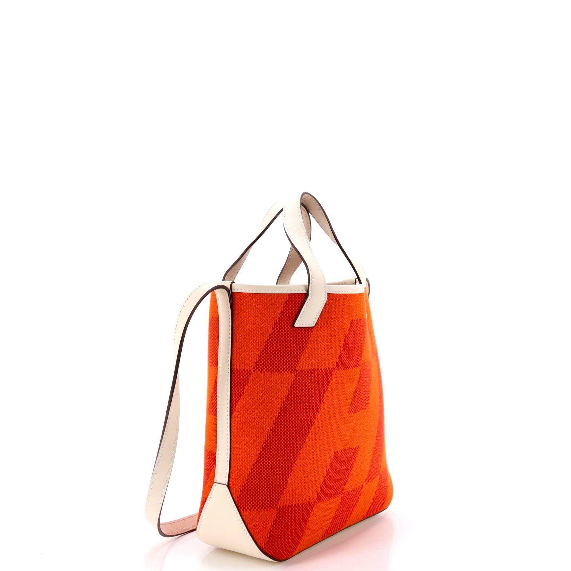 Pre-Owned Hermes Cabas H en Biais Tote Canvas with Leather 27, Alternate, color, Feu