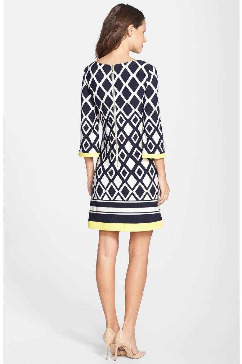 Print Jersey Shift Dress, Alternate, color, NAVY/ YELLOW