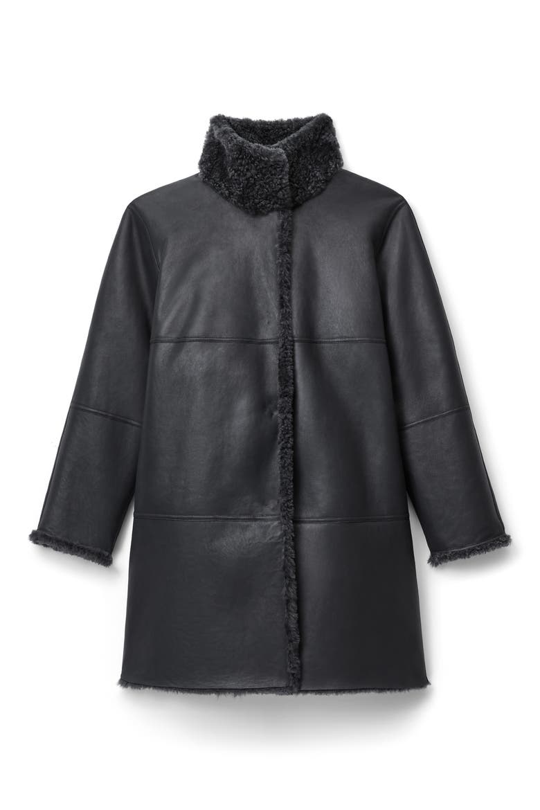 Reversible Genuine Shearling Coat, Alternate, color, GRAPHITE/ BLACK