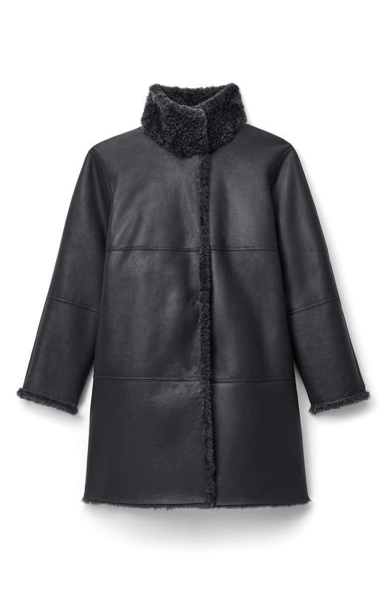 Lafayette 148 New York Reversible Genuine Shearling Coat, Alternate, color, Graphite/ Black