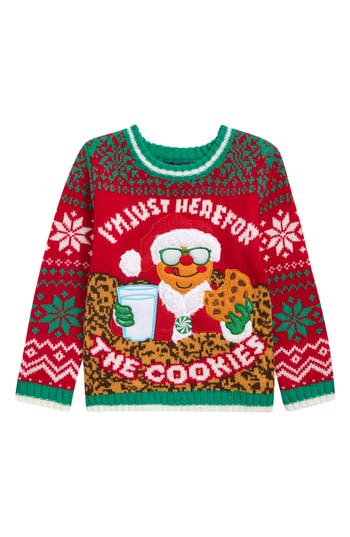 33 Degrees Kids' Here For The Cookies Holiday Sweater In Multi