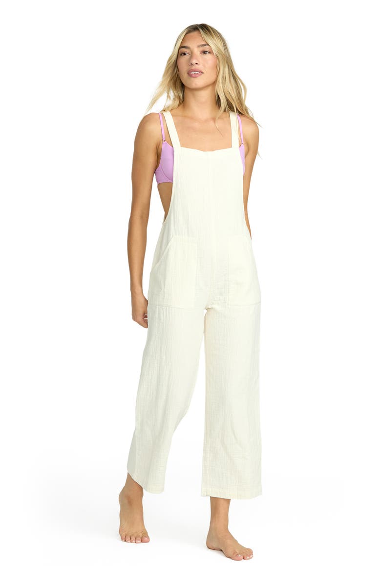 Billabong Pacific Time Cotton Gauze Jumpsuit, Alternate, color, White Cap