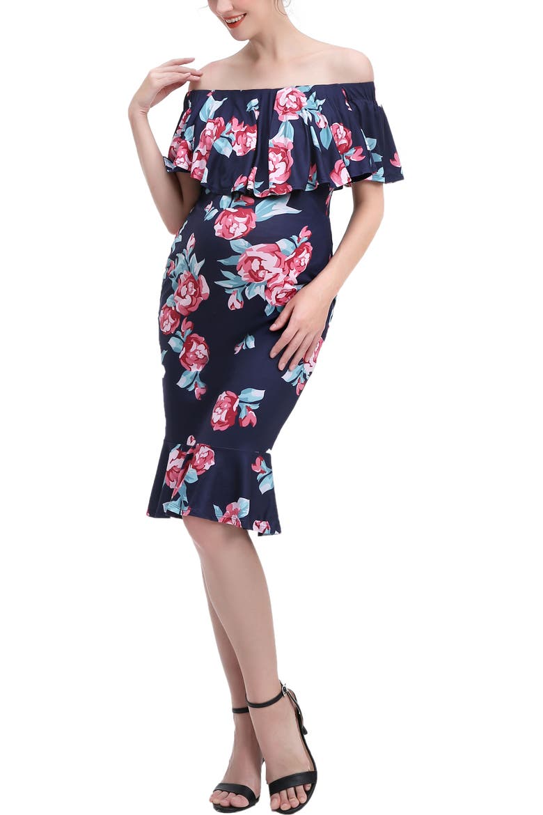 Lyra Off the Shoulder Maternity Nursing Mermaid Dress, Alternate, color, Multicolored