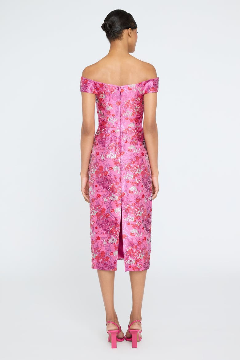 Chantel Off Shoulder Dress, Alternate, color, Sweetheart Pink/Poppy