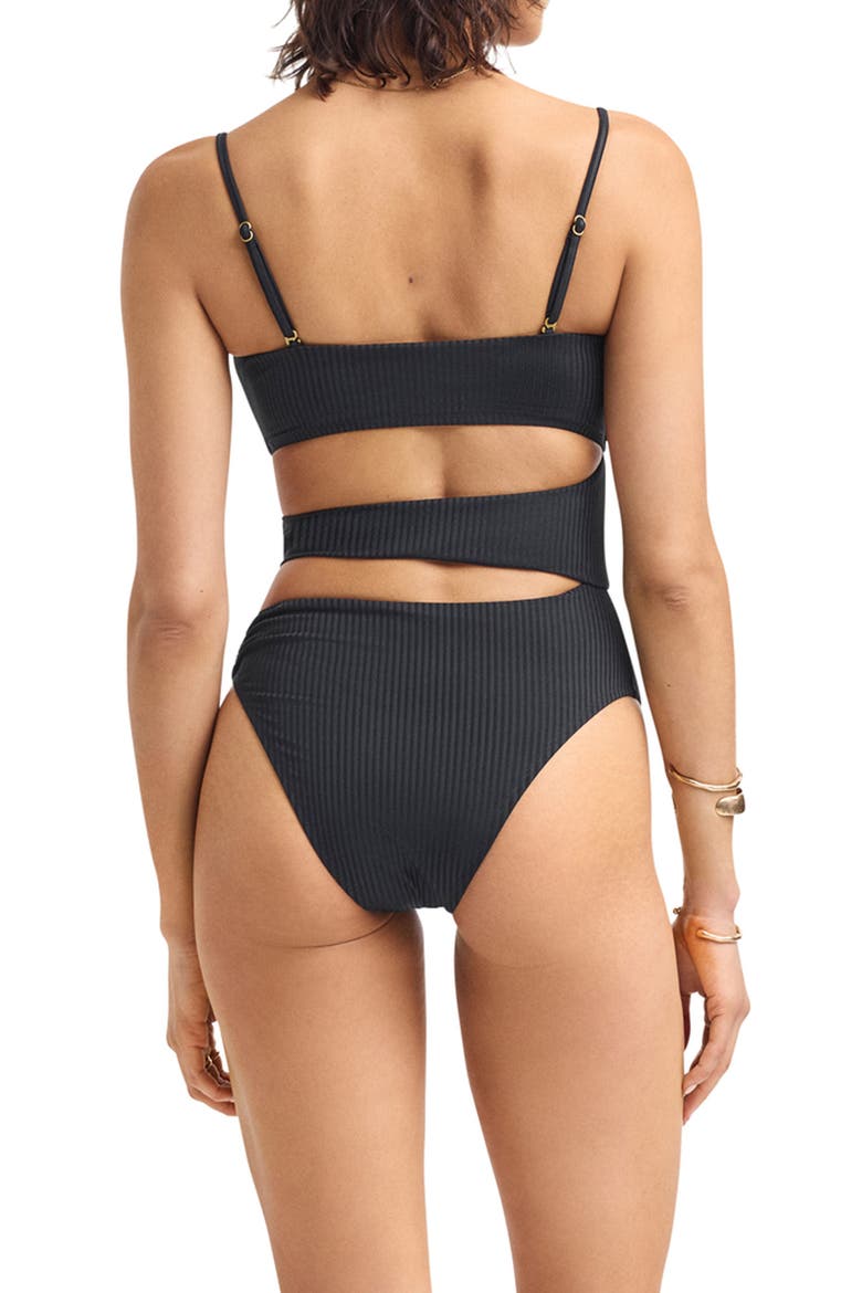 Lolita Cutout Rib One-Piece Swimsuit, Alternate, color, BLACK