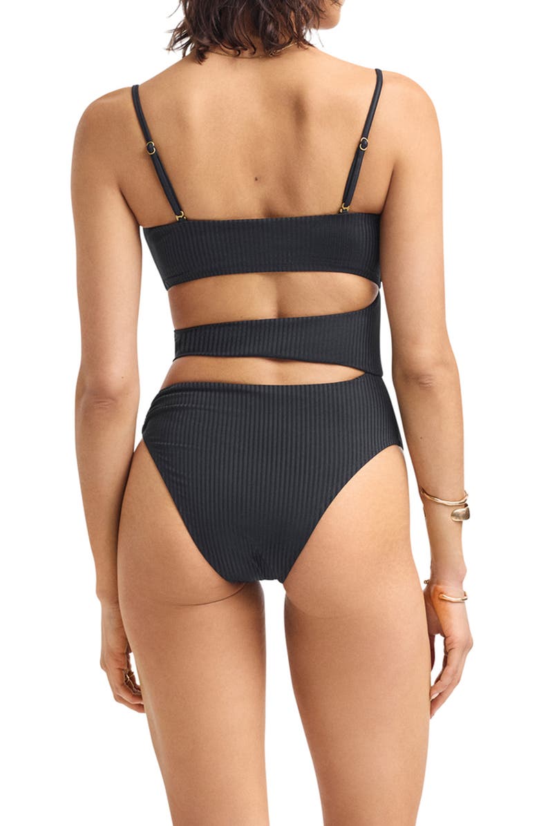 Vitamin A<sup>®</sup> Lolita Cutout Rib One-Piece Swimsuit, Alternate, color, Black