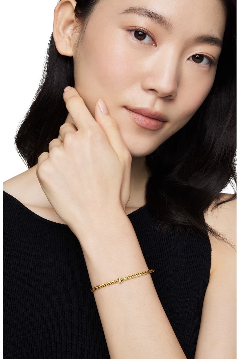 Classic Cablespira® Station Bracelet in 18K Yellow Gold with Diamonds, 3mm, Alternate, color, 18K YELLOW GOLD