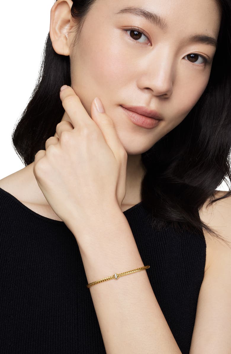 David Yurman Classic Cablespira<sup>®</sup> Station Bracelet in 18K Yellow Gold with Diamonds, 3mm, Alternate, color, 18K Yellow Gold