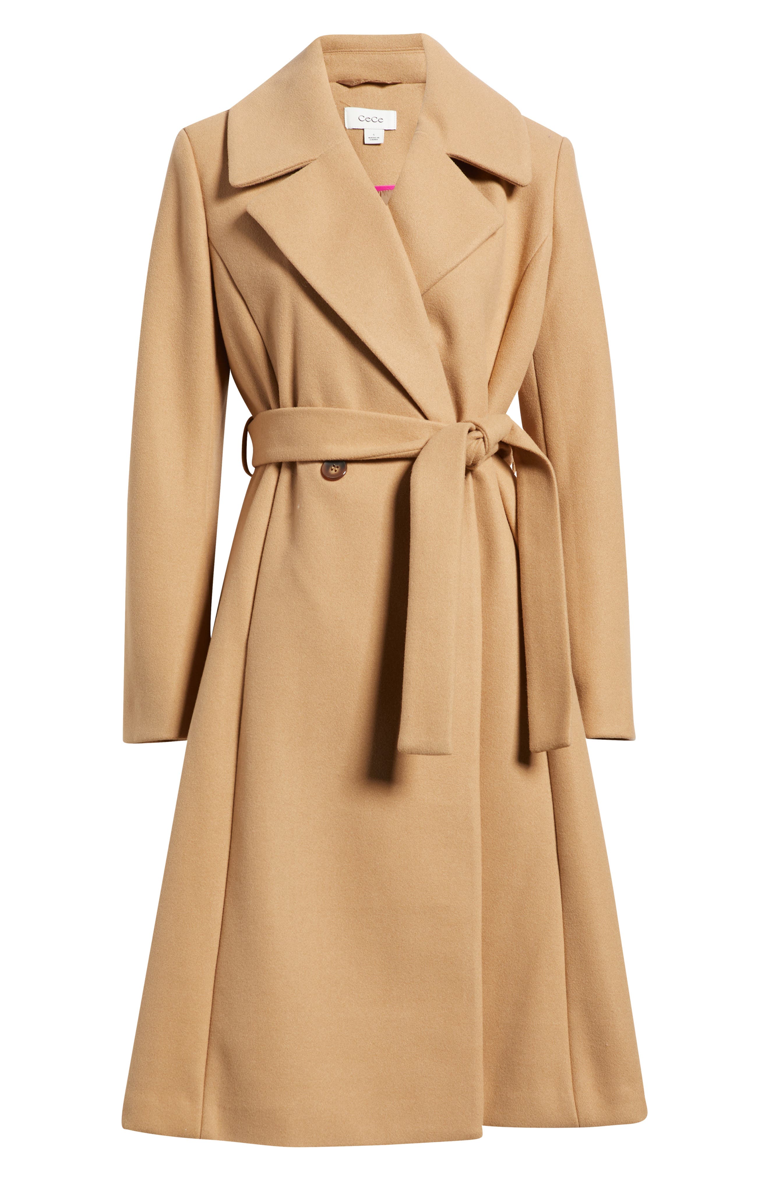 Cece Single Breasted Bow Coat In Multi