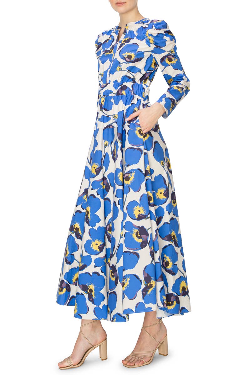 MELLODAY Floral Print Belted Long Sleeve A-Line Dress, Alternate, color, 