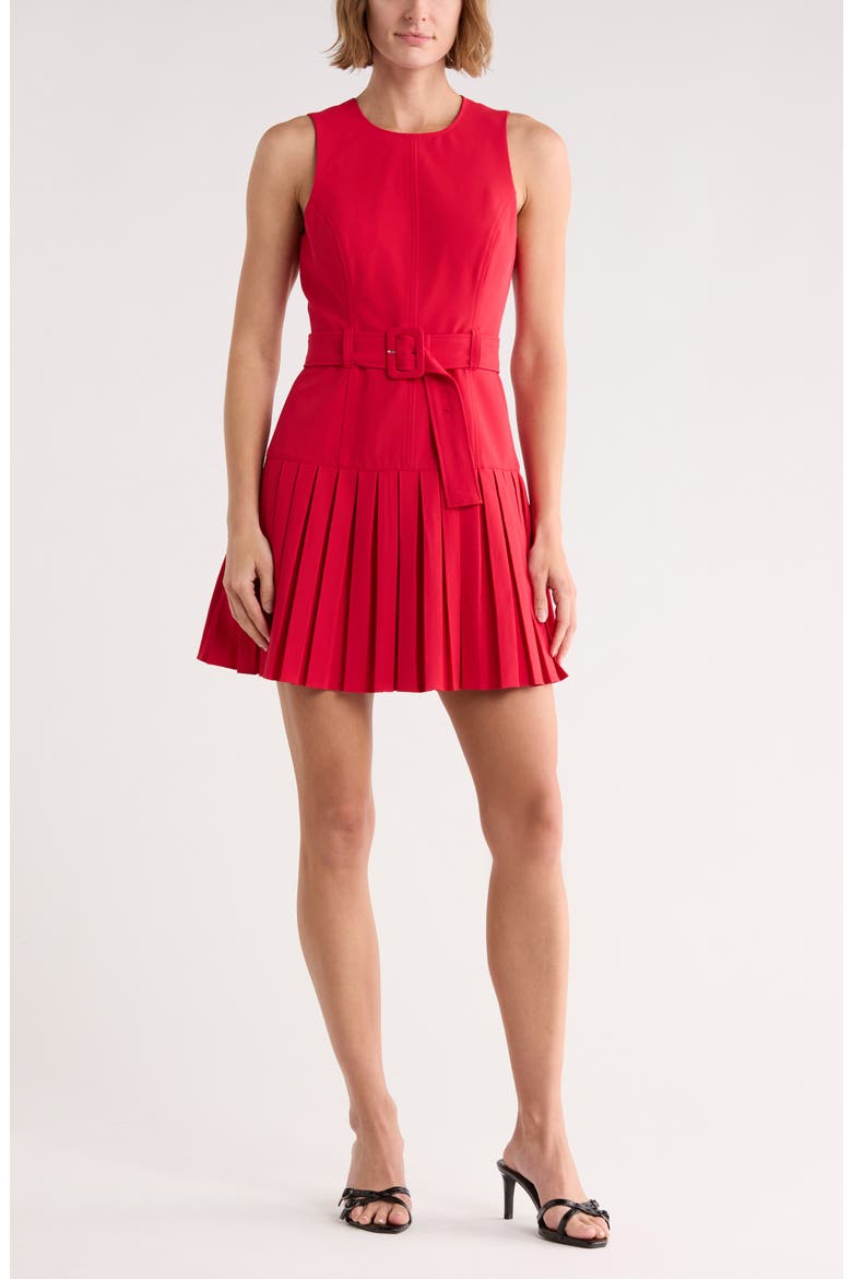 Charolette Sleeveless Belted Minidress, Main, color, TANGO RED