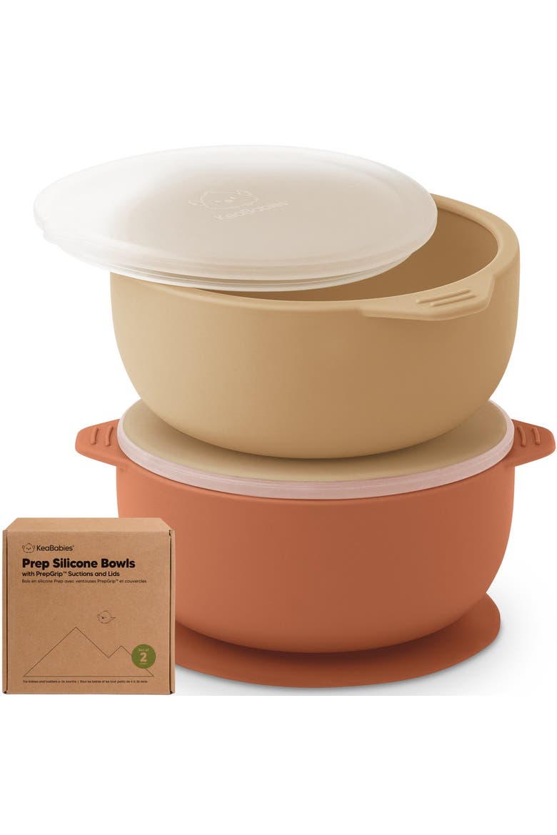 2-Pack Silicone Suction Bowls, Main, color, Terracotta