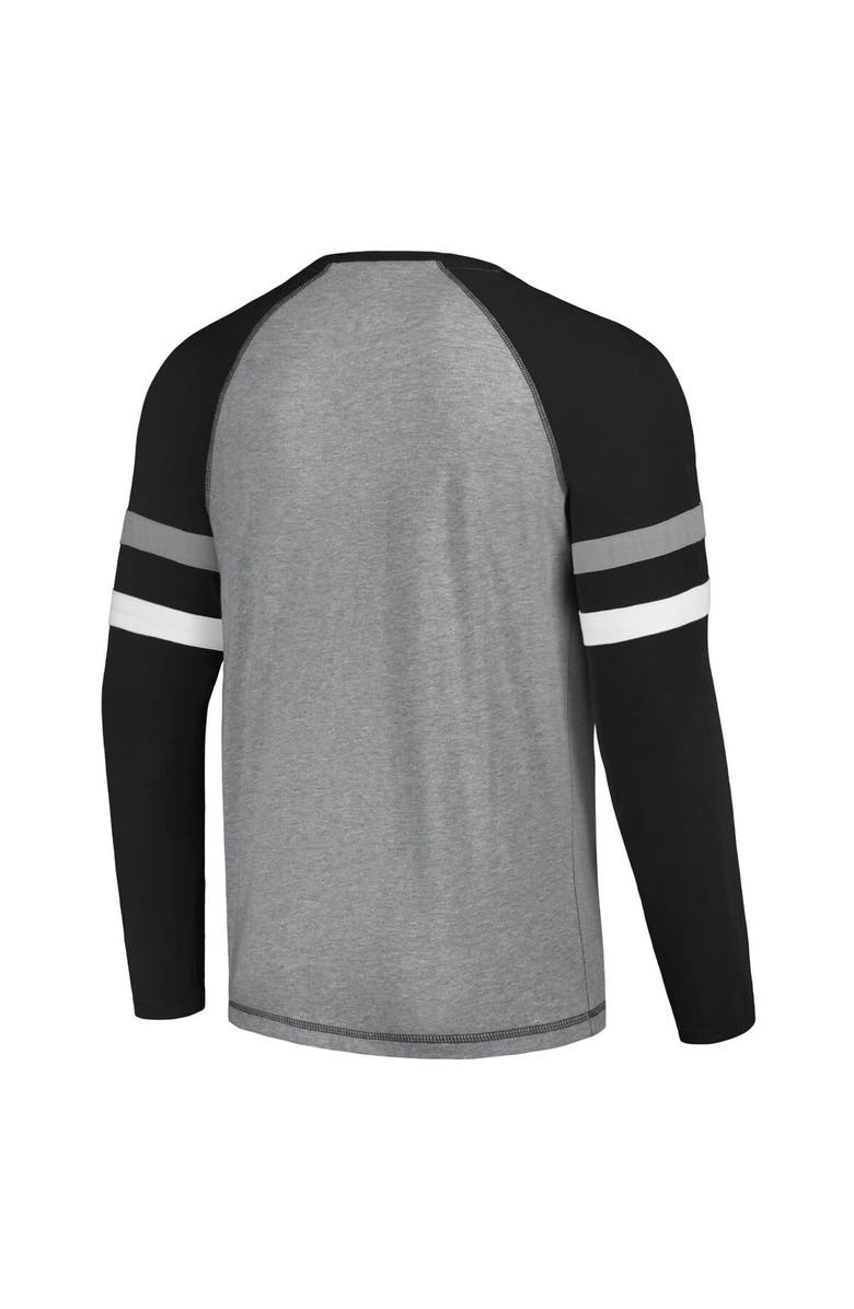 STARTER Men's Starter Gray/Black Las Vegas Raiders Kickoff Raglan Long Sleeve T-Shirt, Alternate, color, 
