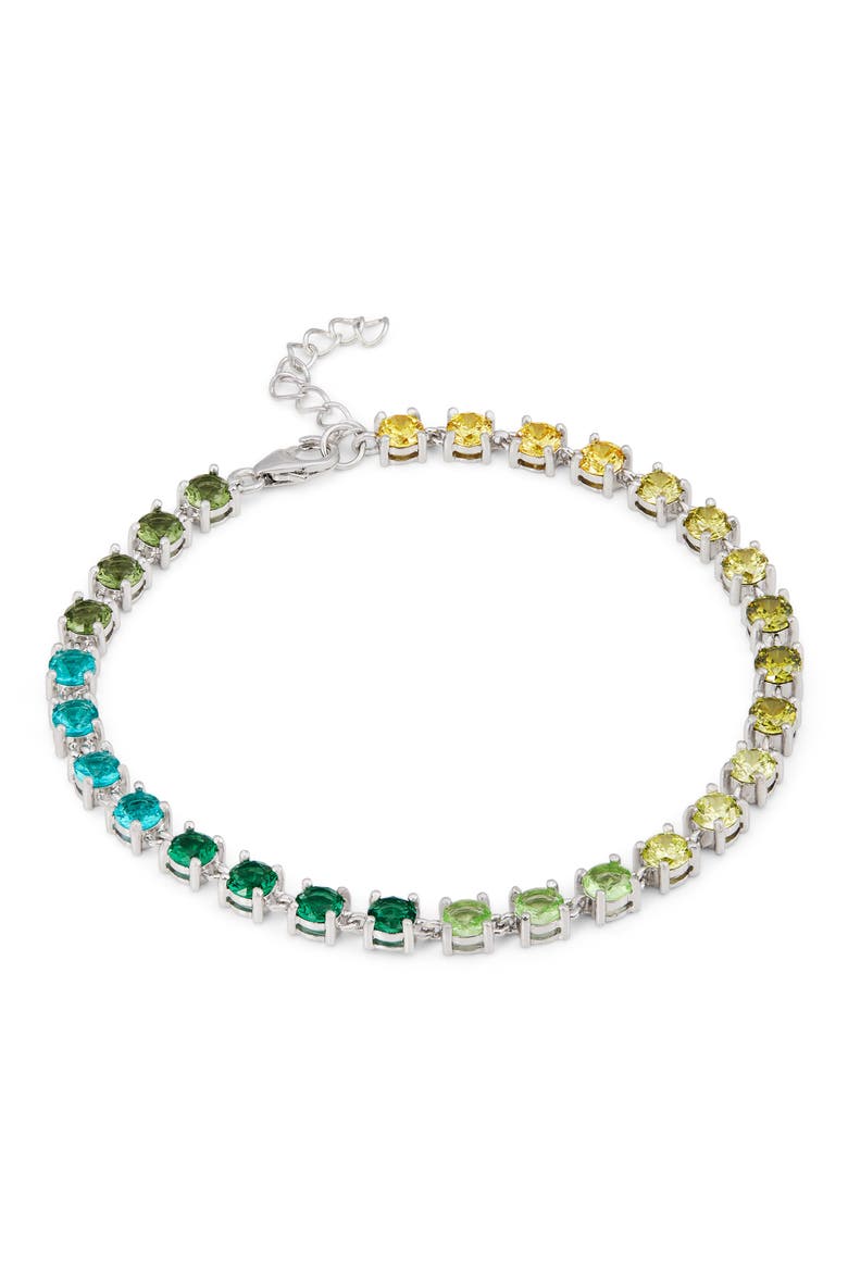 Sterling Silver Ombre Cubic Zirconia Bracelet, Main, color, SILVER/ WHITE