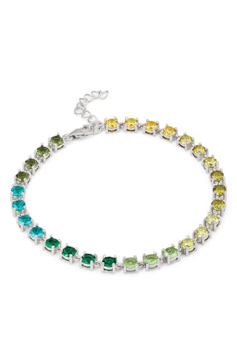Sterling Silver Ombre Cubic Zirconia Bracelet