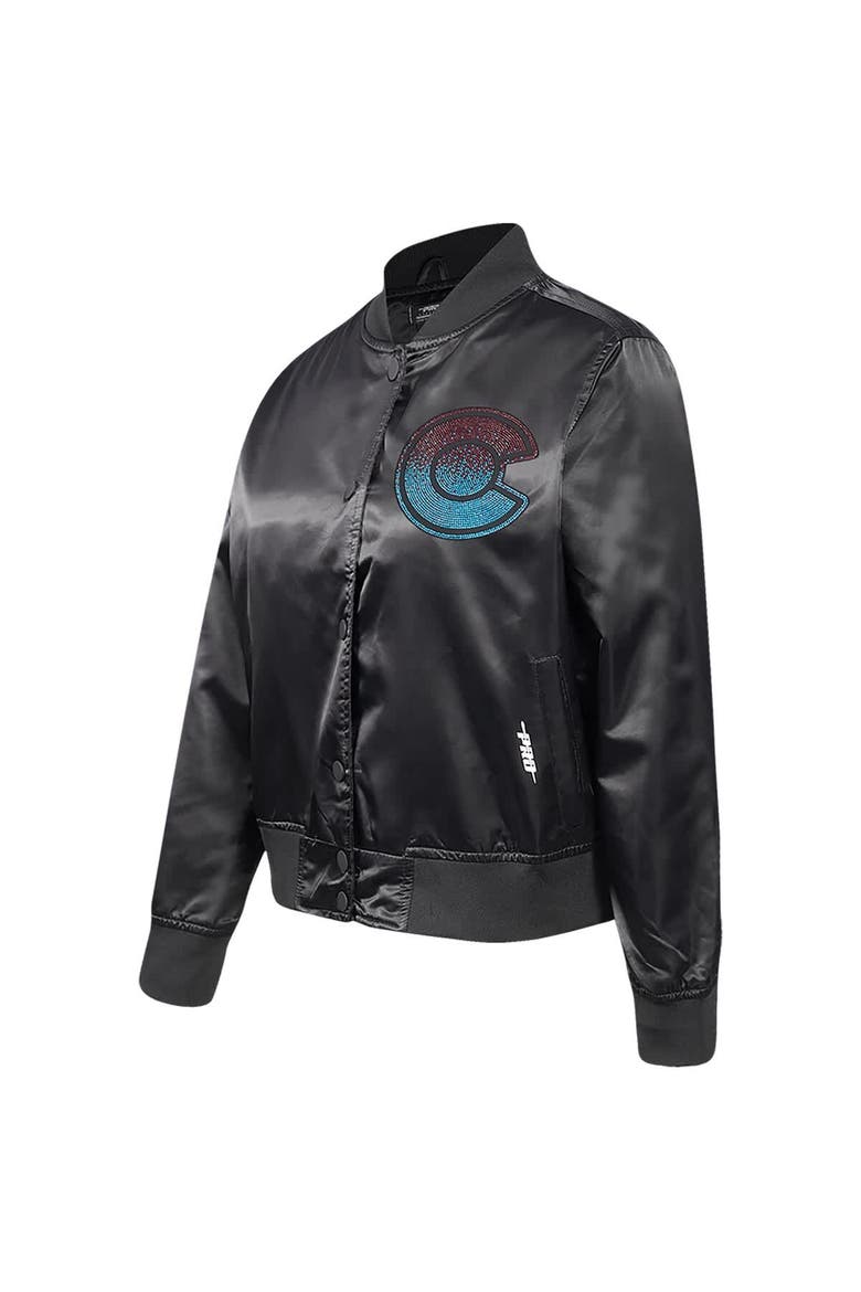 Women's Pro Standard  Black Colorado Avalanche Rhinestone Jewels Satin Full-Snap Jacket, Alternate, color, Black