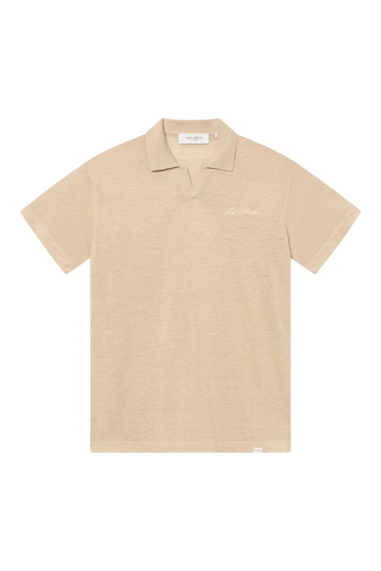 Emmanuel Linen & Cotton Polo Sweater, Main, color, LIGHT DESERT SAND
