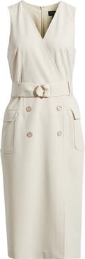 Tahari ASL Belted Sleeveless Faux Wrap Dress