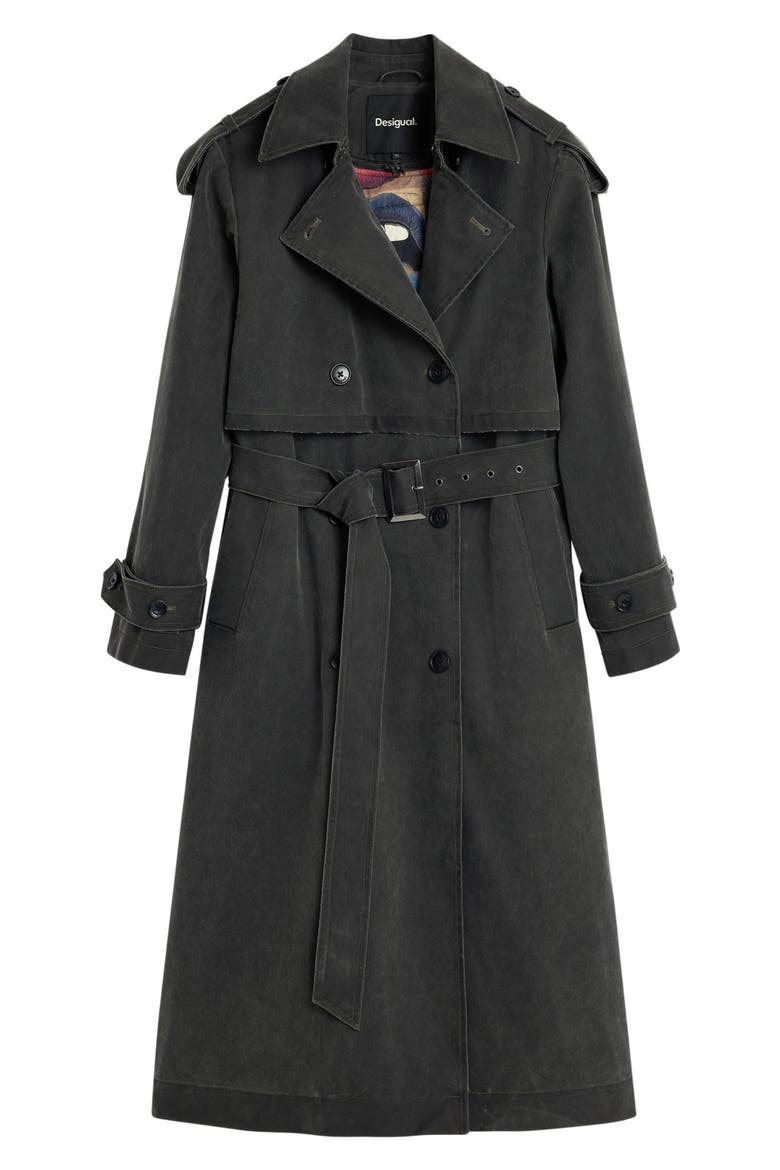 Faux Leather Trench, Alternate, color, DARK GREY