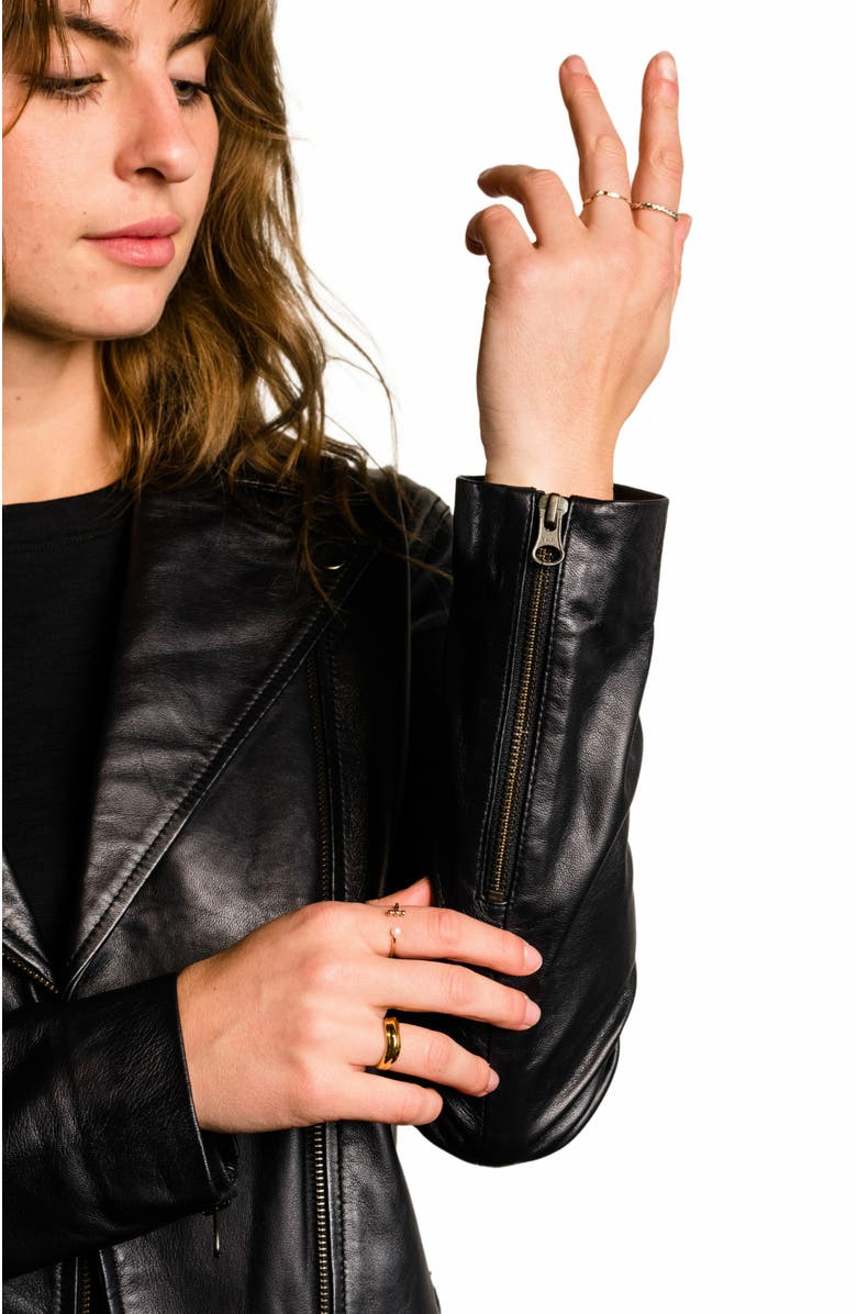 ABLE Maha Leather Jacket, Alternate, color, Black