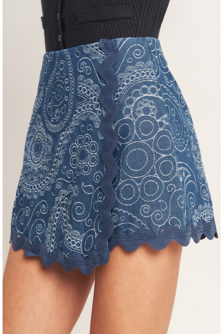 Printed Denim Skort, Alternate, color, MEDIUM INDIGO