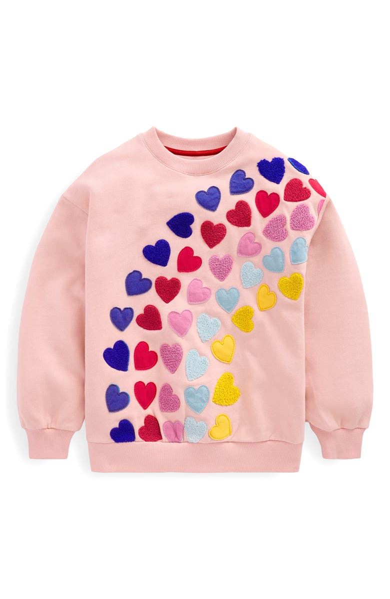 Mini Boden Kids' Rainbow Heart Sweatshirt, Main, color, 