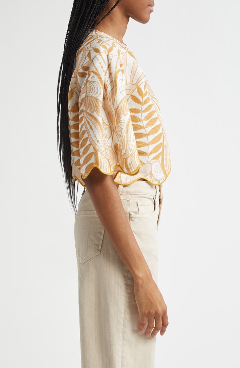 FARM Rio Lace Nature Linen Top, Alternate, color,