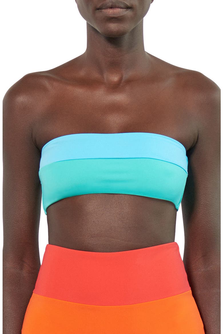 Abigail Bandeau Bikini Top, Main, color, BLUE/ GREEN MULTI