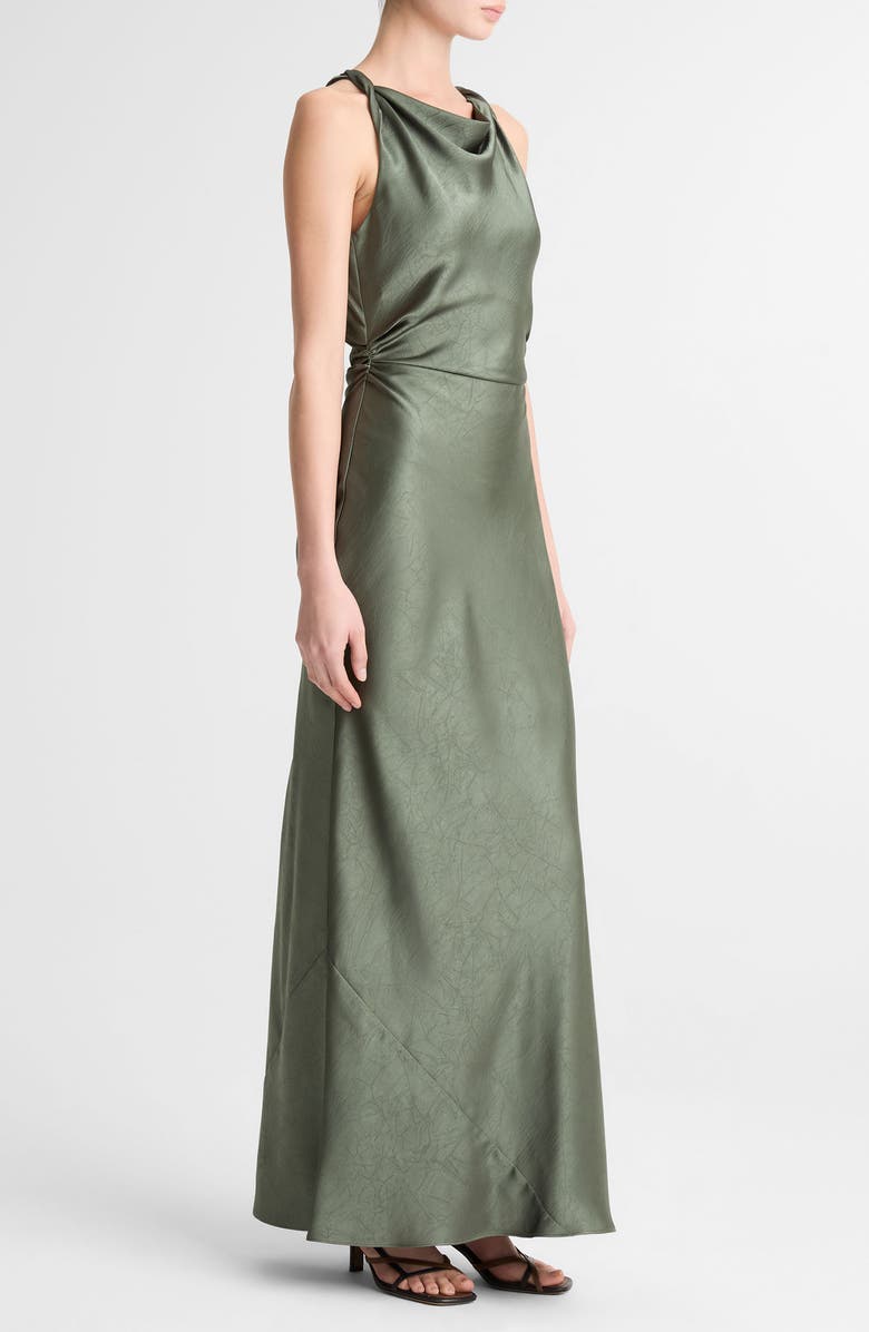 Vince Twist Strap Textured Satin Maxi Dress, Alternate, color, Pine Grove