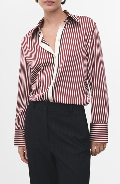 Combined Stripe Button-Up Shirt (Regular & Plus)