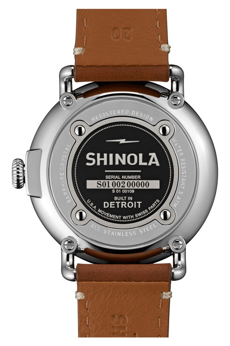 The Runwell Leather Strap Watch, 41mm, Alternate, color, BROWN/ WHITE