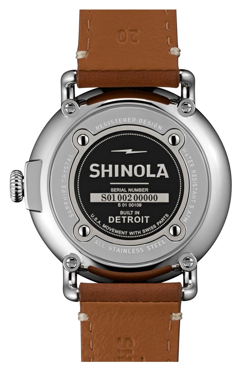 Shinola The Runwell Leather Strap Watch, 41mm, Alternate, color, Brown/ White