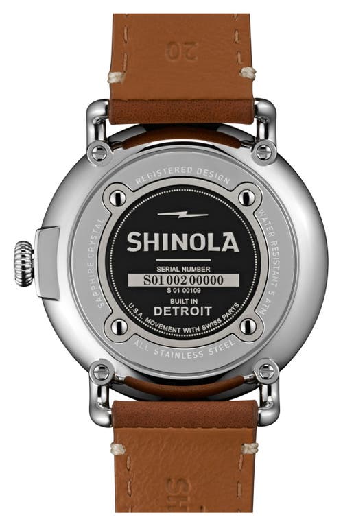 Shinola The Runwell Tan Leather Strap Watch, 41mm In Brown/white