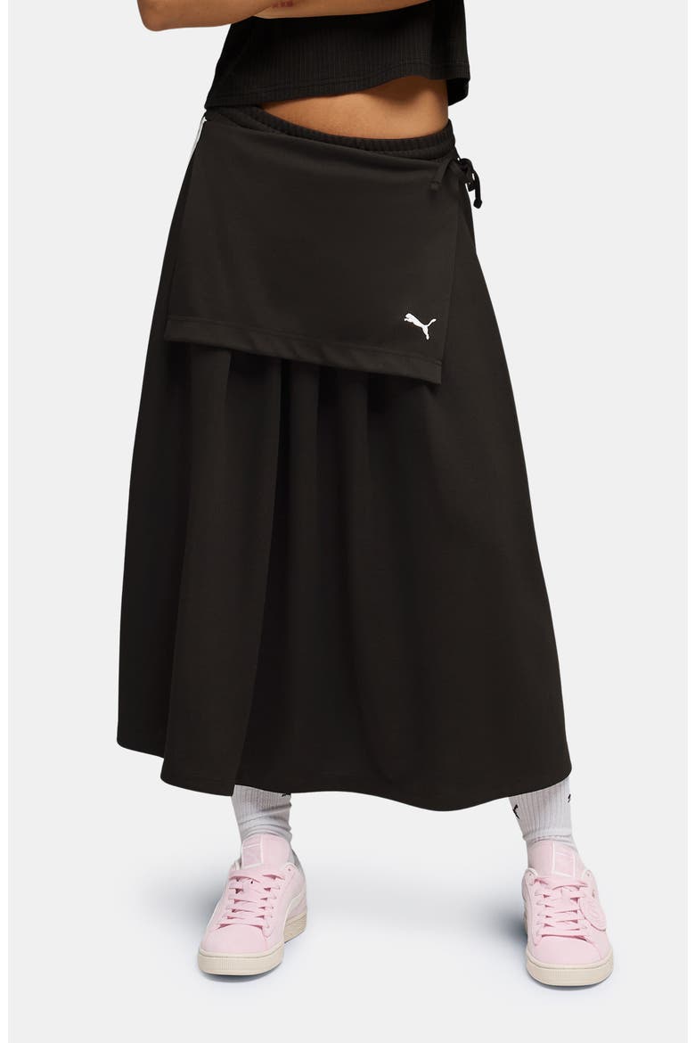 T7 Pleated Midi Skirt, Main, color, PUMA BLACK