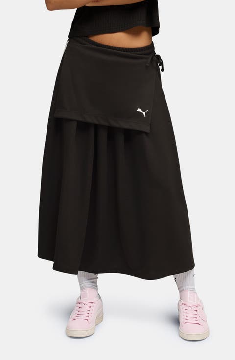 T7 Pleated Midi Skirt