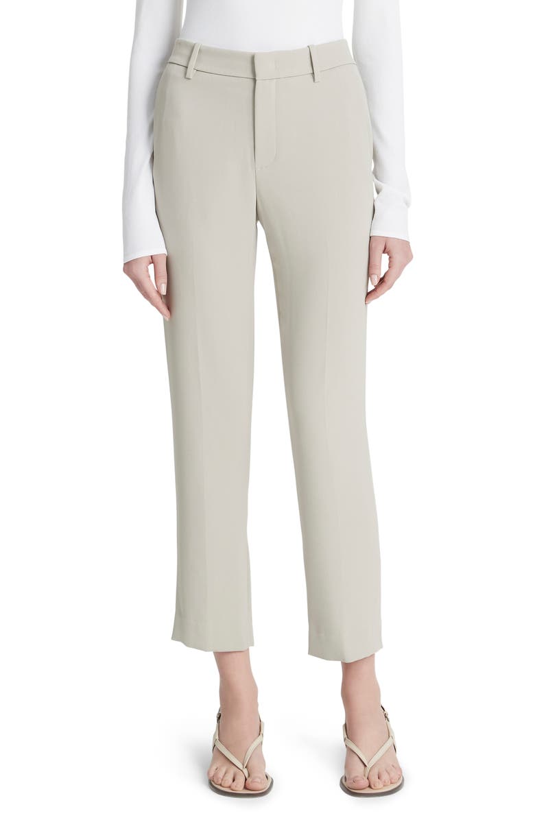 Vince Tailored Straight Leg Crepe Pants, Main, color, Sepia