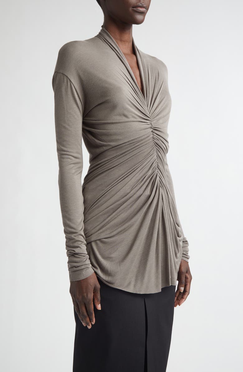 Rick Owens Radiance Gathered Jersey Top, Alternate, color, Dust