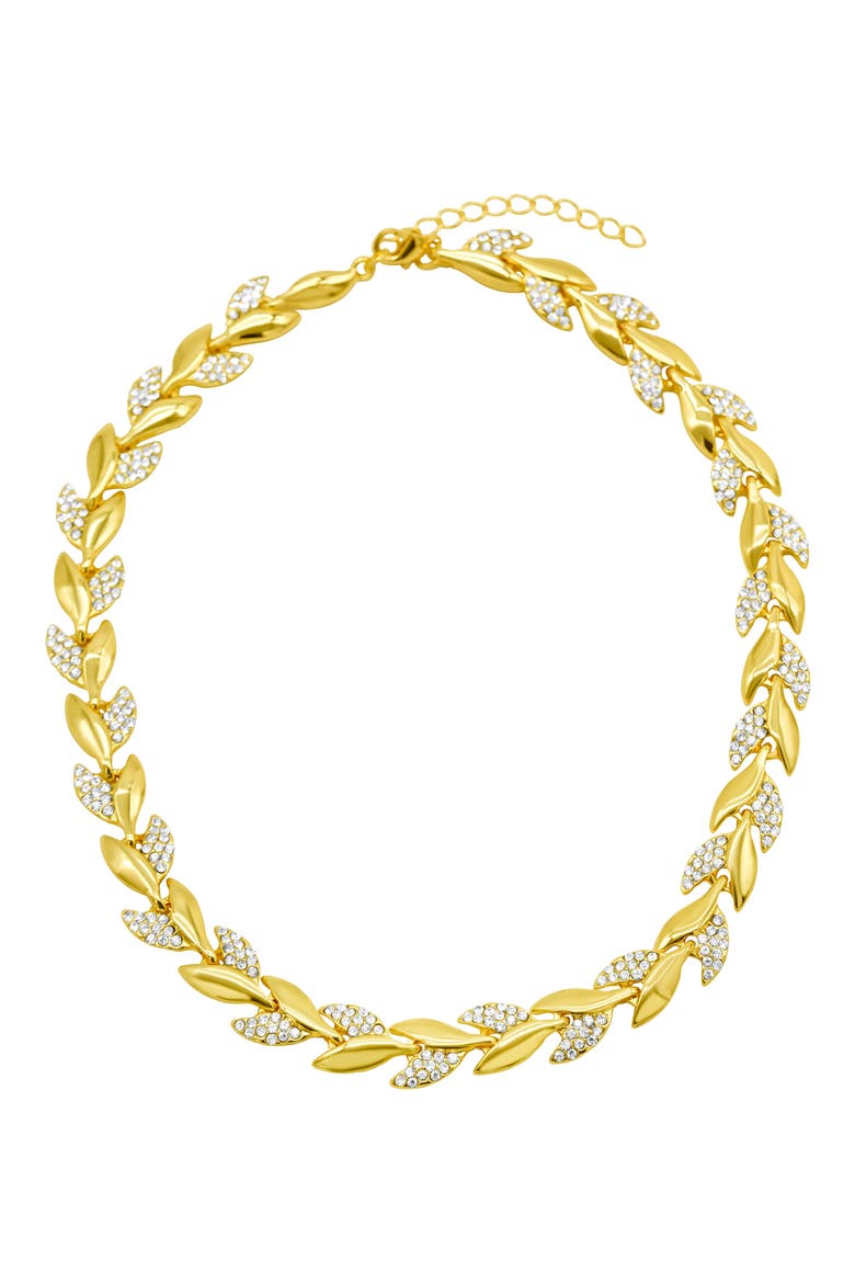Crystal Leaf Necklace, Main, color, GOLD
