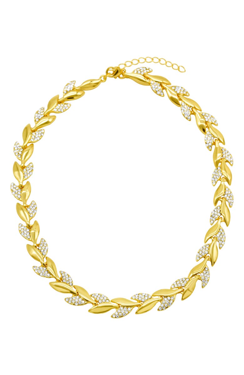 Adornia Crystal Leaf Necklace, Main, color, Gold