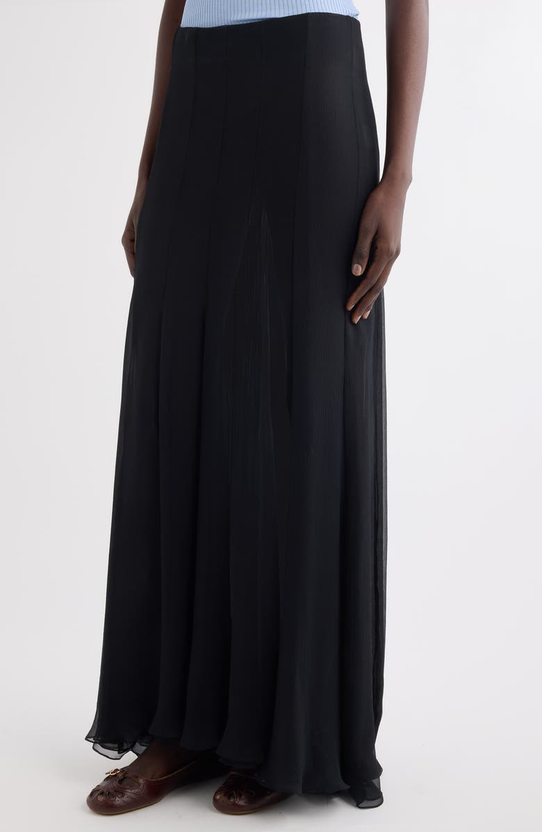 Chloé Semisheer Washed Satin Maxi Skirt, Alternate, color, Black