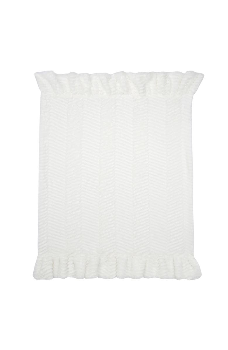 Lambs & Ivy Signature Ruffled Lux Minky/Jersey Chevron Baby Blanket, Alternate, color, White