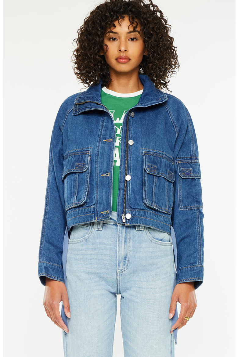 Jailene Denim Windbreaker Jacket, Alternate, color, Dark Wash