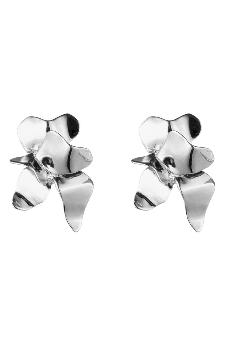 Sterling King Lotus Stud Earrings, Alternate, color,
